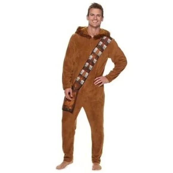 Star Wars Other - Men's Star Wars Chewbacca Hooded Union Suit Onesie Halloween Costume Dress Up